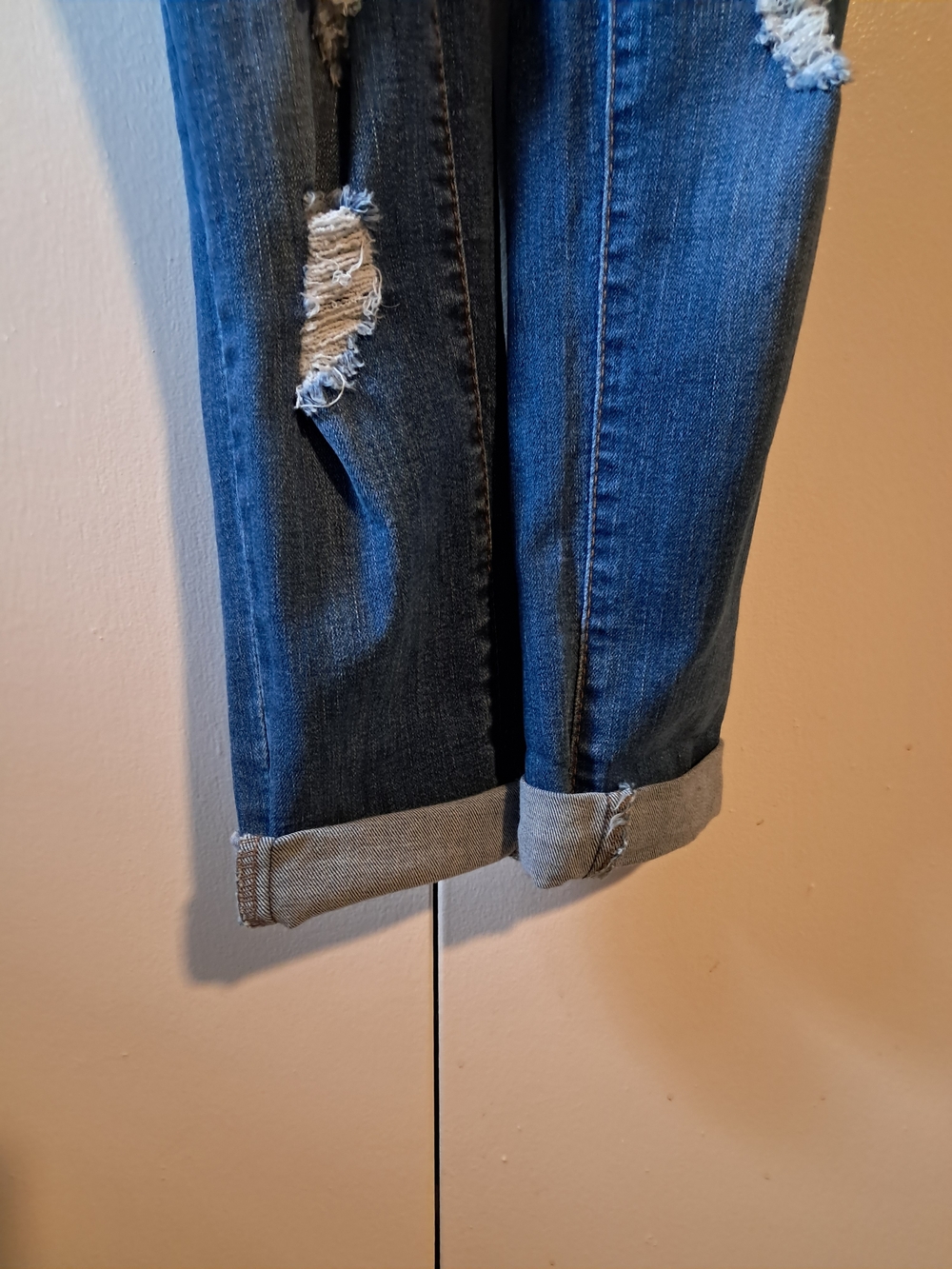 Wax Jean Dark Blue Ripped Denim Overalls - Picture 4 of 6